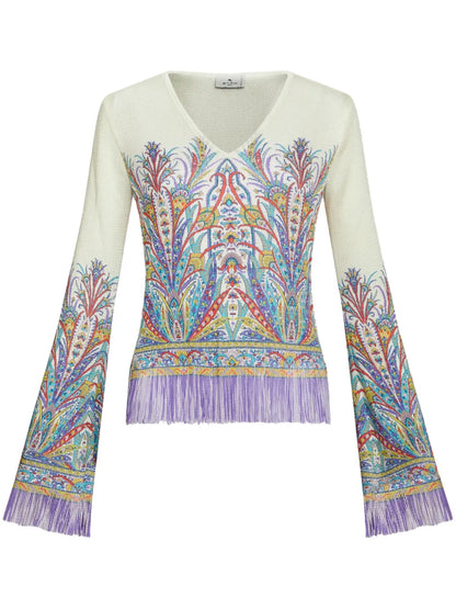 Graphic-Print Knitted Top