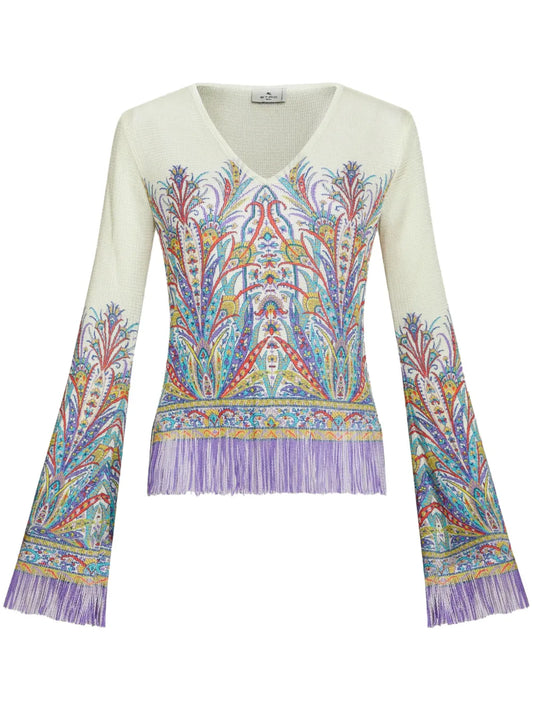 Graphic-Print Knitted Top