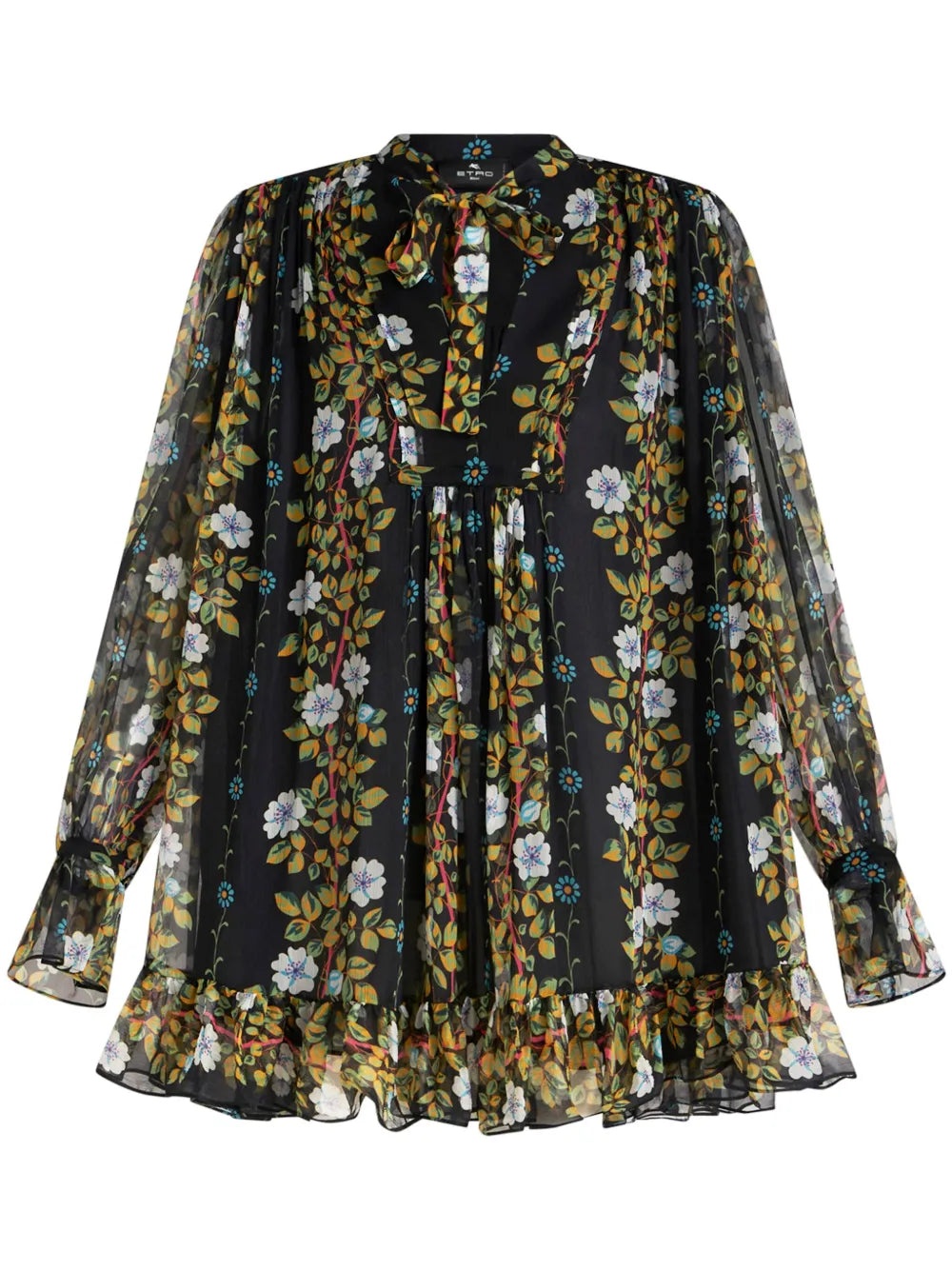 Floral-Print Silk Dress