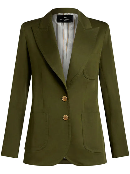 Pegaso-Buttons Single-Breasted Blazer