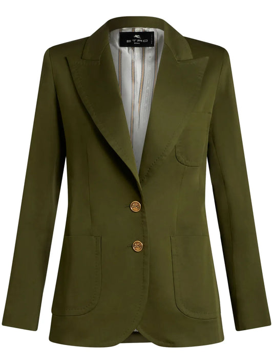 Pegaso-Buttons Single-Breasted Blazer