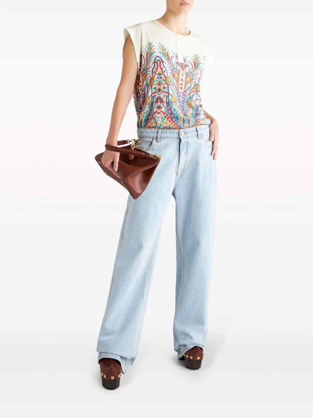 Graphic-Print Henley-Neck T-Shirt