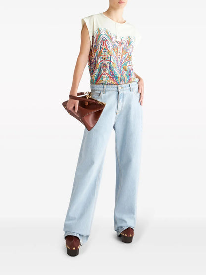 Graphic-Print Henley-Neck T-Shirt