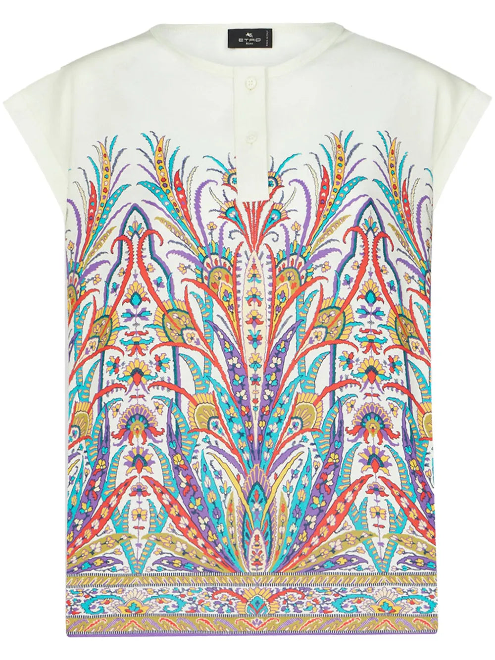 Graphic-Print Henley-Neck T-Shirt