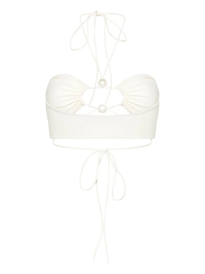 Pearl-Detail Bandeau Bikini Top