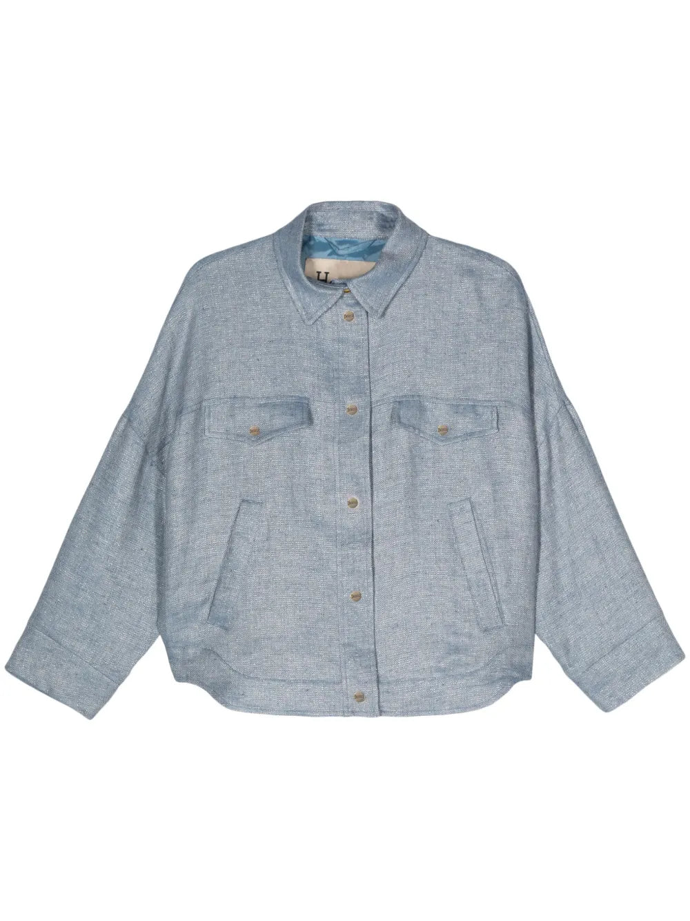 Logo-Engraved Buttons Herringbone Jacket