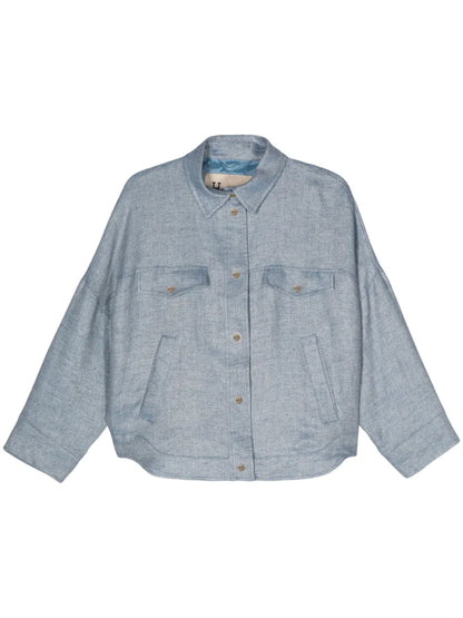 Logo-Engraved Buttons Herringbone Jacket