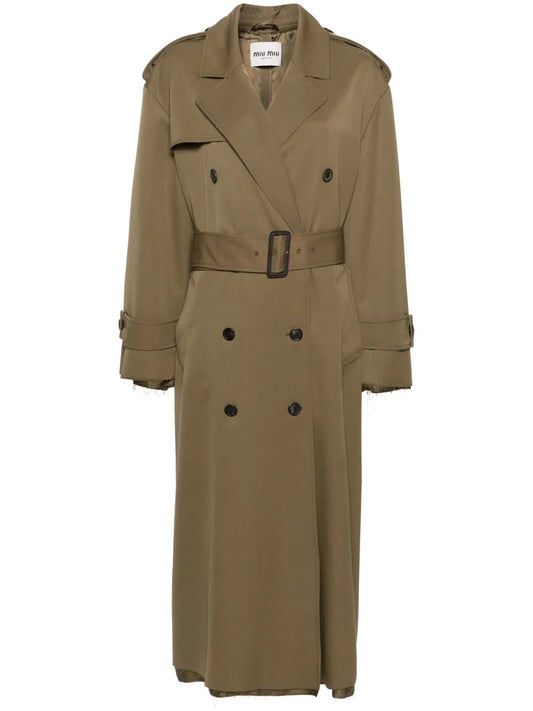 Raw-Cut Maxi Trench Coat