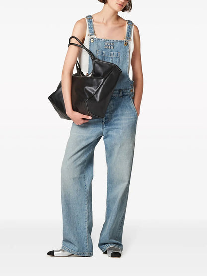 Appliqué-Logo Denim Overalls