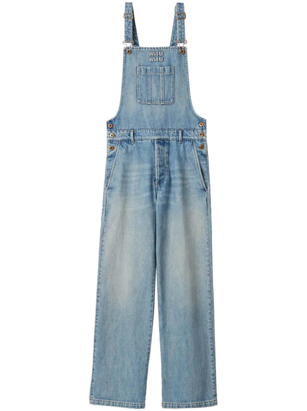 Appliqué-Logo Denim Overalls