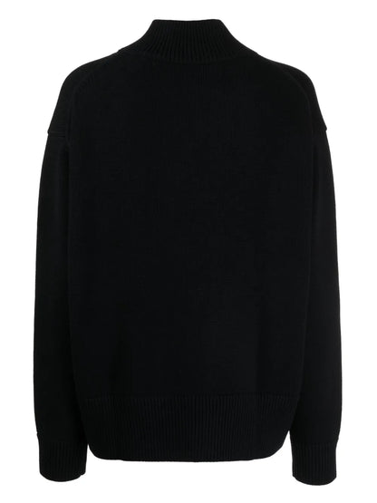 Crossover-Neck Knitted Jumper