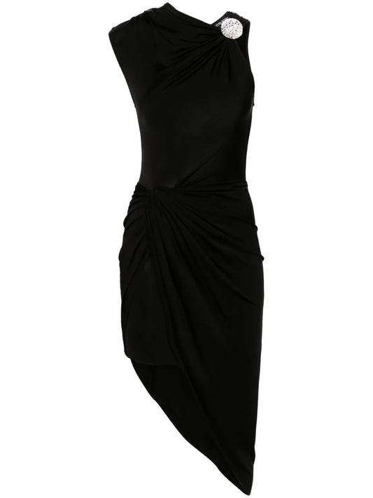 Satin Draped Midi Dress