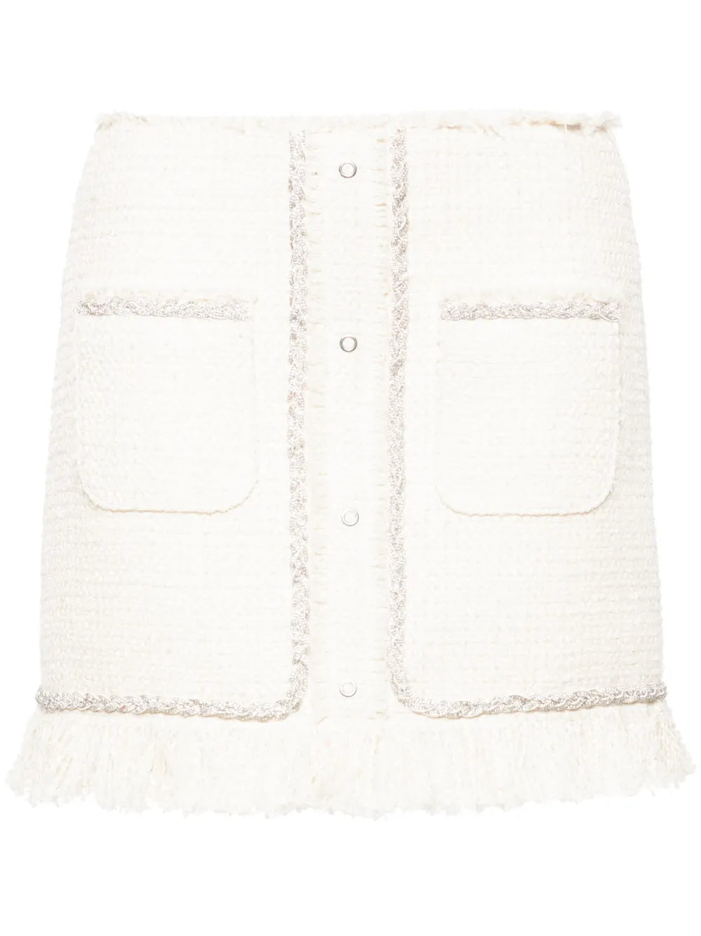 Crystal-Embellished Bouclé Mini Skirt
