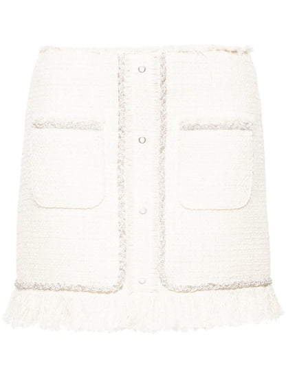 Crystal-Embellished Bouclé Mini Skirt