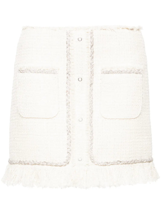 Crystal-Embellished Bouclé Mini Skirt