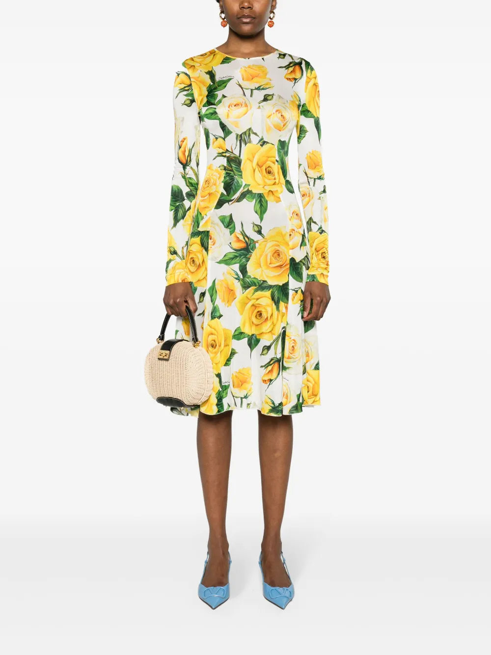 Floral-Print Flared Midi Dress