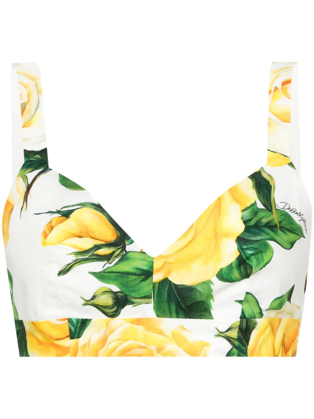 Rose-Print Cotton Crop Top