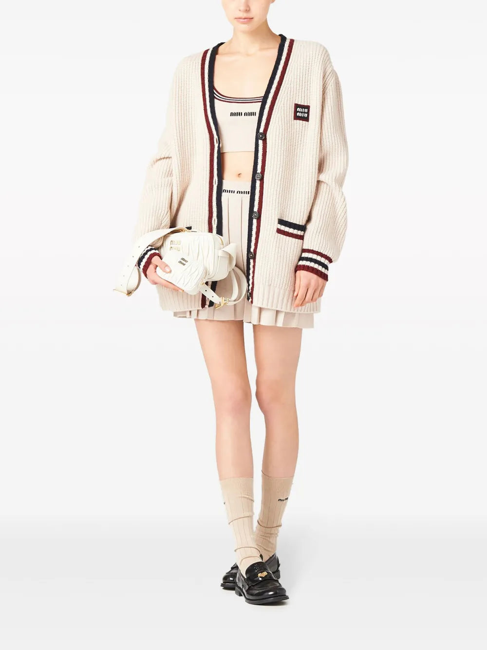 Stripe-Detail V-Neck Cardigan