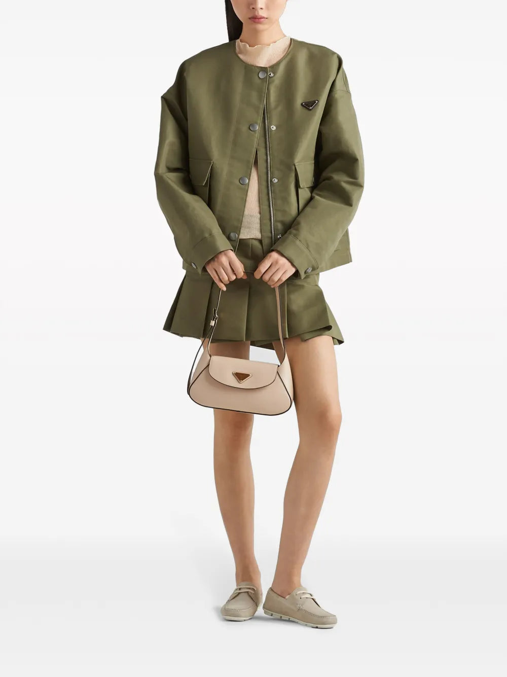Triangle-Logo Canvas Blouson Jacket