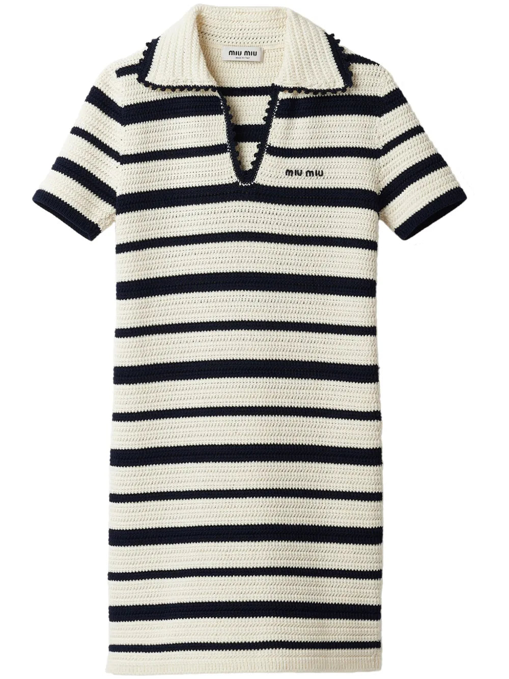 Stripe-Pattern Crochet Minidress