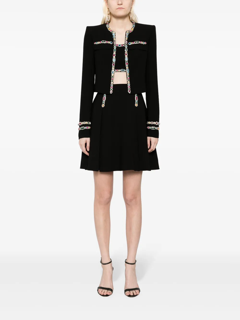 Crystal-Embellished Cady Cropped Jacket