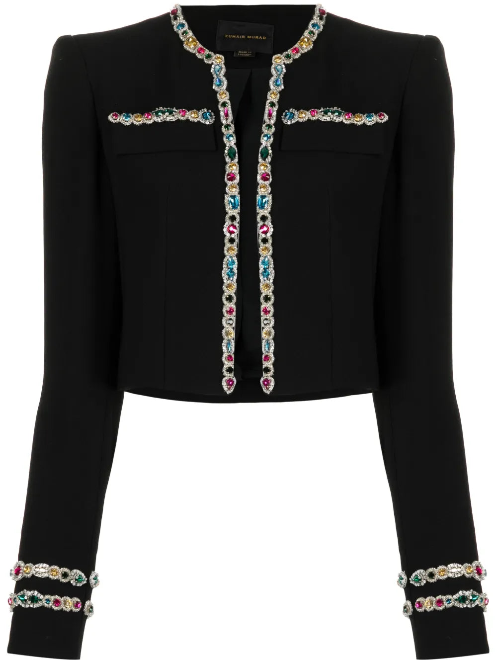 Crystal-Embellished Cady Cropped Jacket