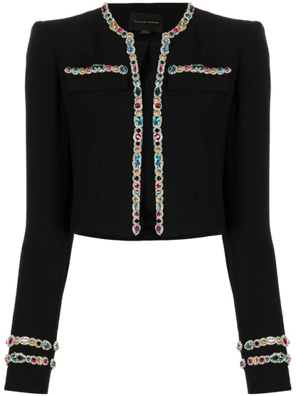 Crystal-Embellished Cady Cropped Jacket