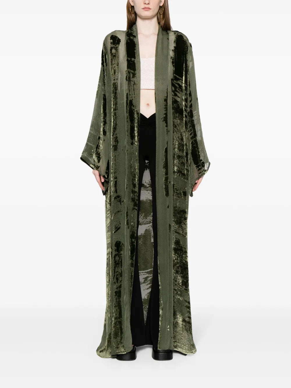 Panelled Velvet Robe Coat