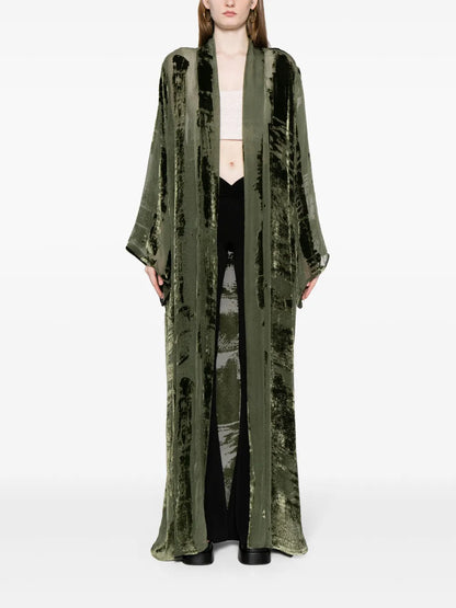 Panelled Velvet Robe Coat