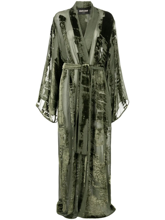 Panelled Velvet Robe Coat