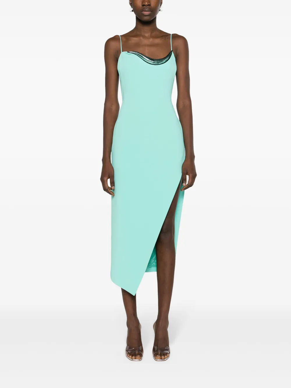 Appliqué-Detail Crepe Midi Dress