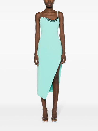 Appliqué-Detail Crepe Midi Dress