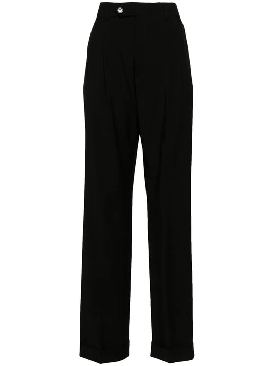 Mid-Rise Pleated Tailored Trousers