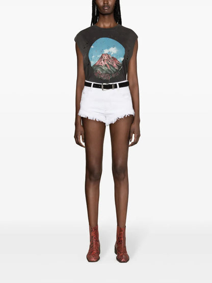 Eneidao Frayed Denim Shorts