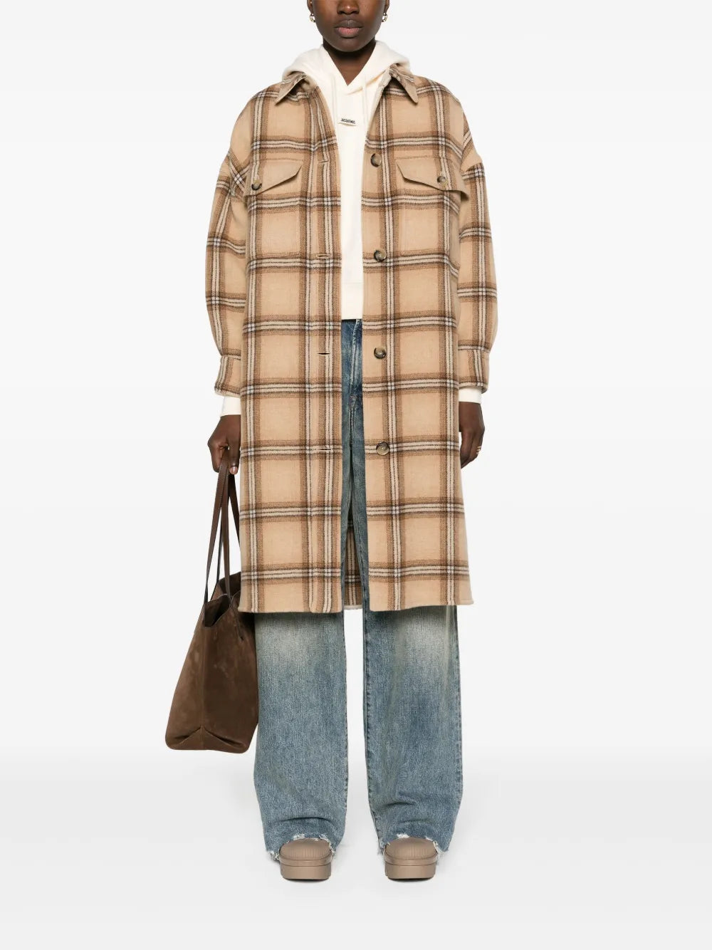 Fontizia Checked Midi Coat
