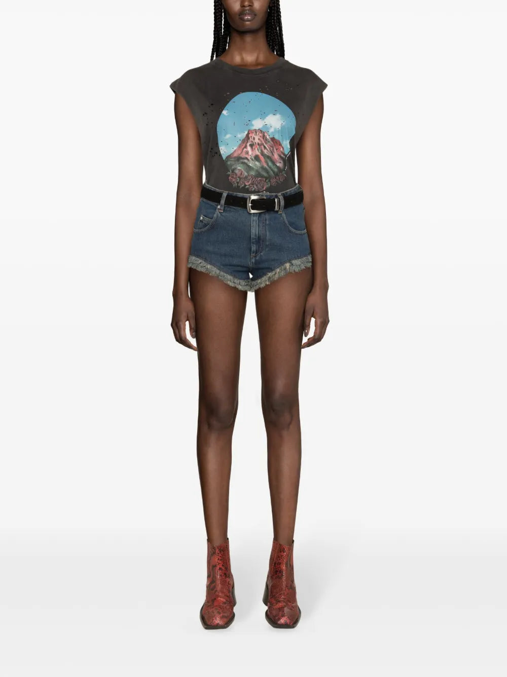 Eneidao Frayed Denim Shorts