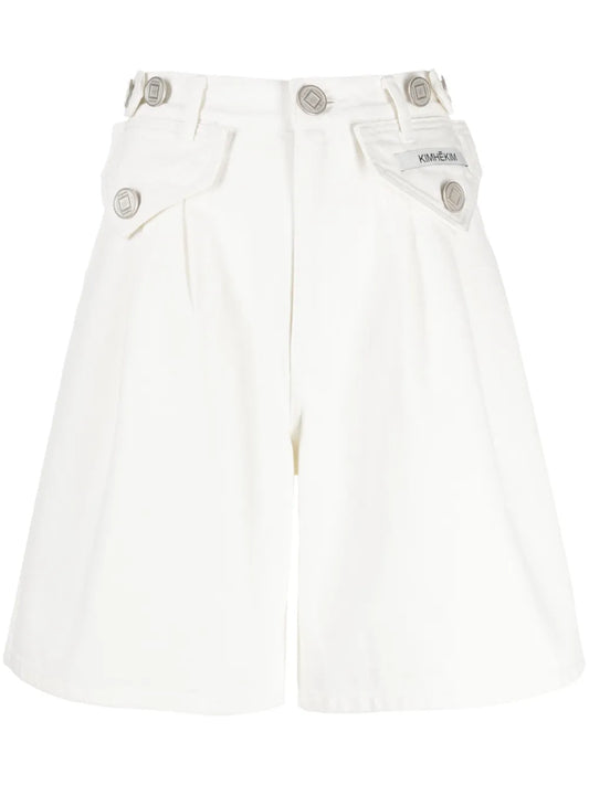 High-Rise Logo-Patch Denim Shorts