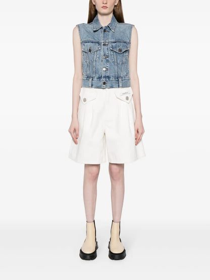 High-Rise Logo-Patch Denim Shorts