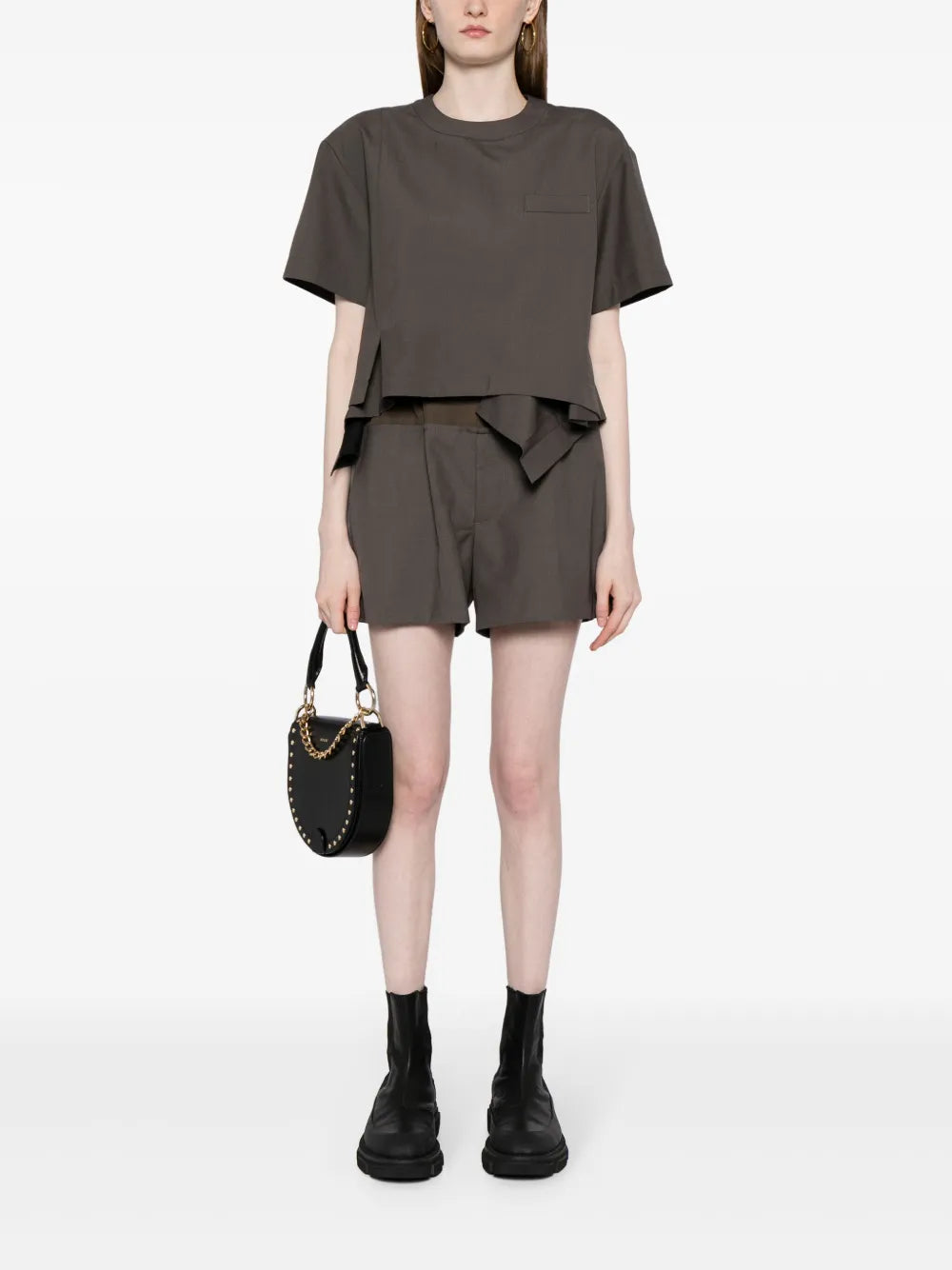 Draped Short-Sleeve Blouse
