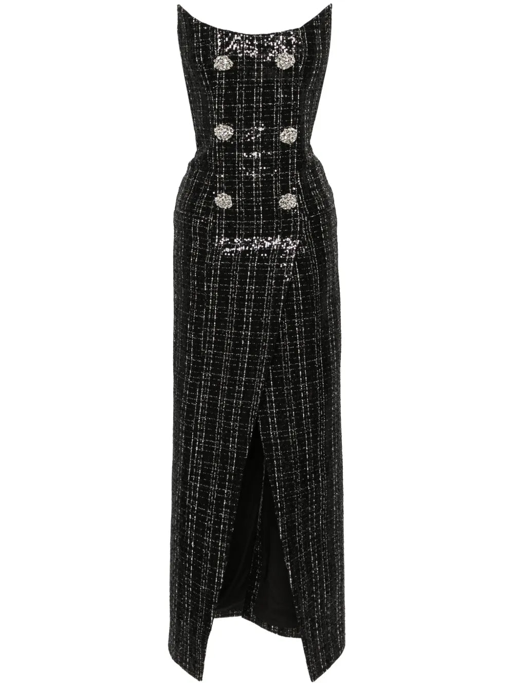 Sequinned Metallic Tweed Gown