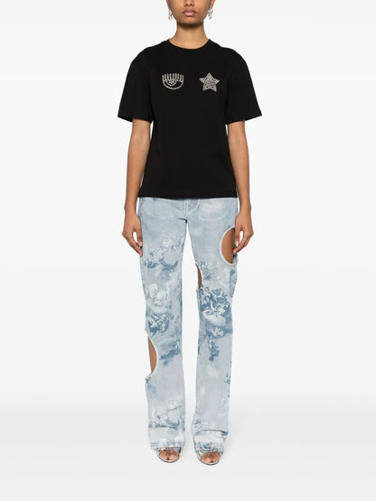Eyelike-Motif Cotton T-Shirt
