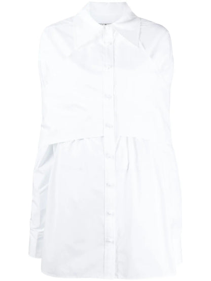 Rear-Tie Cotton Shirt Dress