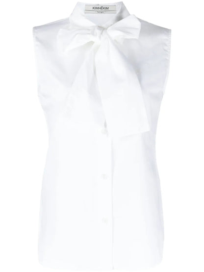 Pussy-Bow Cotton Blouse