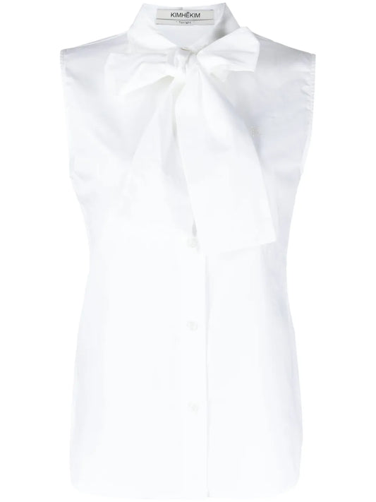 Pussy-Bow Cotton Blouse