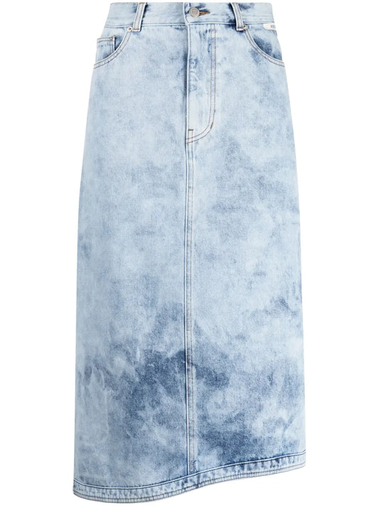 Acid-Wash Midi Skirt