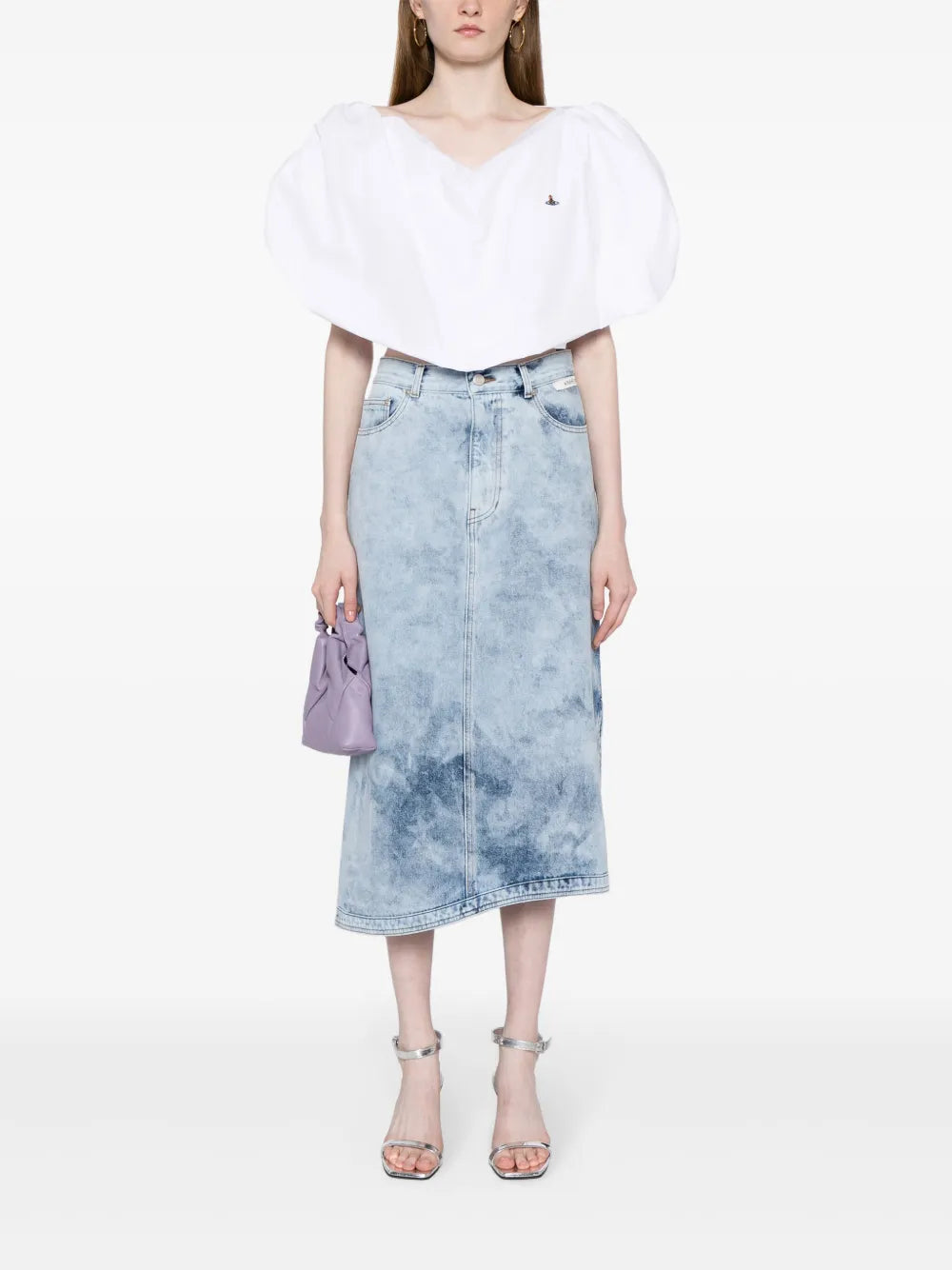 Acid-Wash Midi Skirt