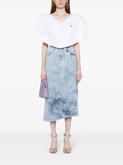Acid-Wash Midi Skirt