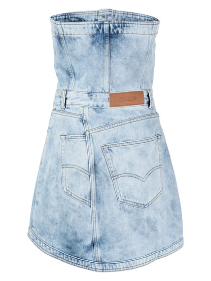 Acid-Wash Denim Minidress
