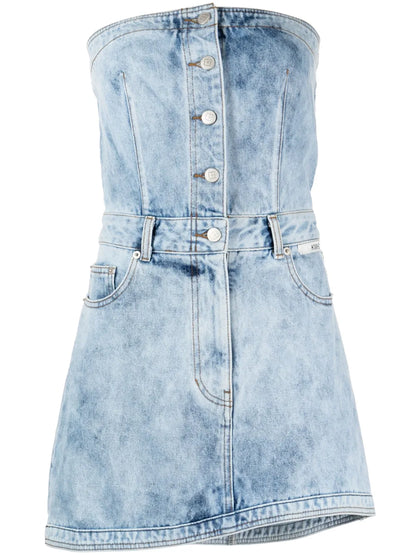 Acid-Wash Denim Minidress