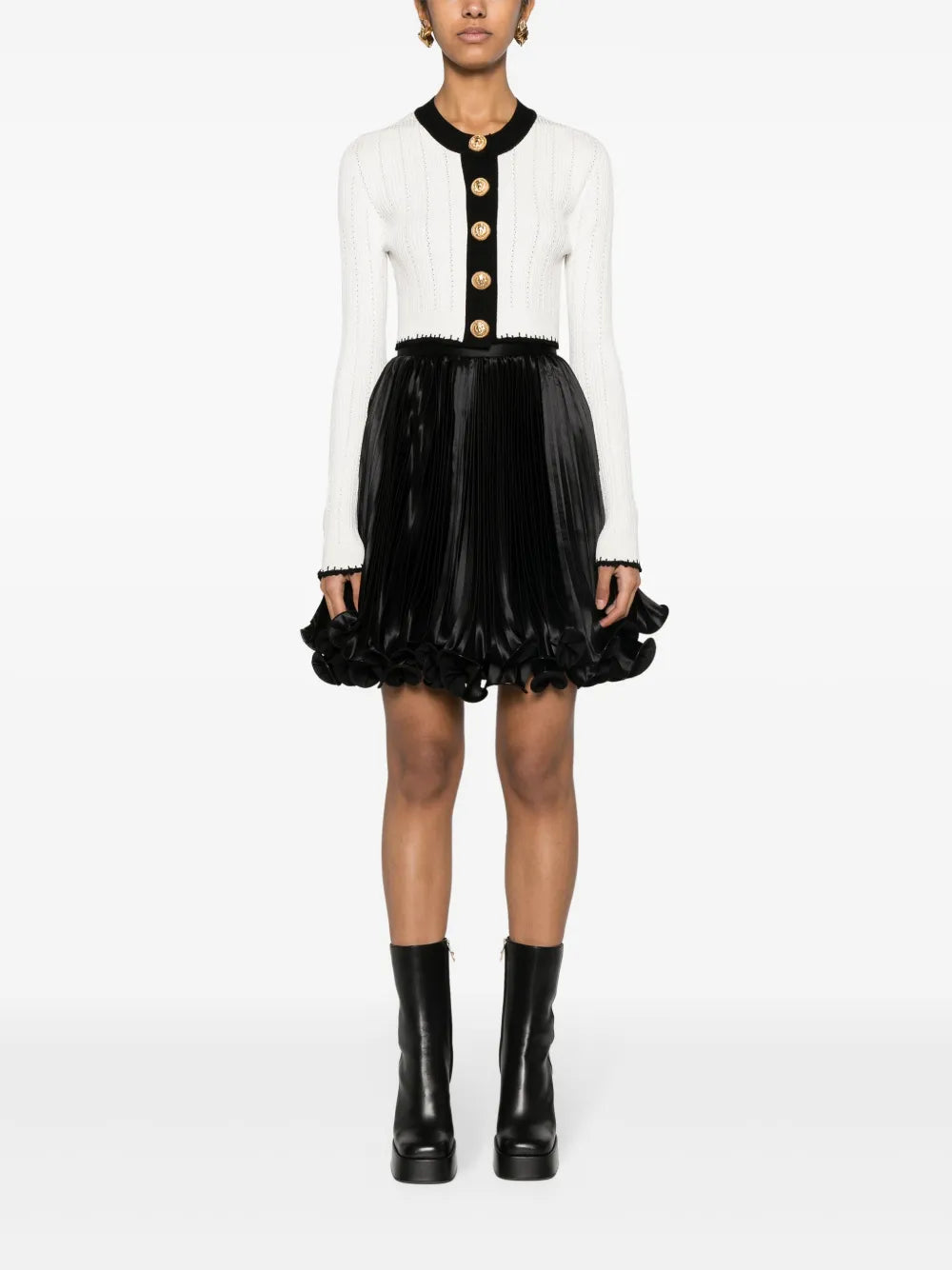 Pleated Satin Mini Skirt